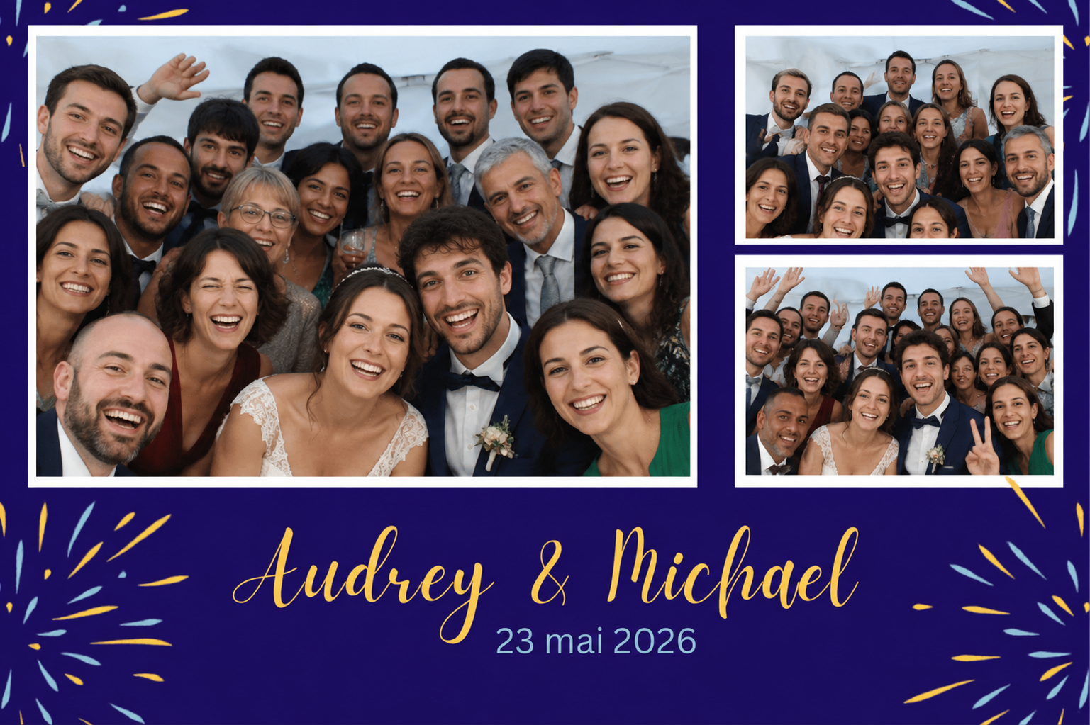 Photo de groupe photobooth du mariage d'Audrey et Michael à Sainte-Pazanne