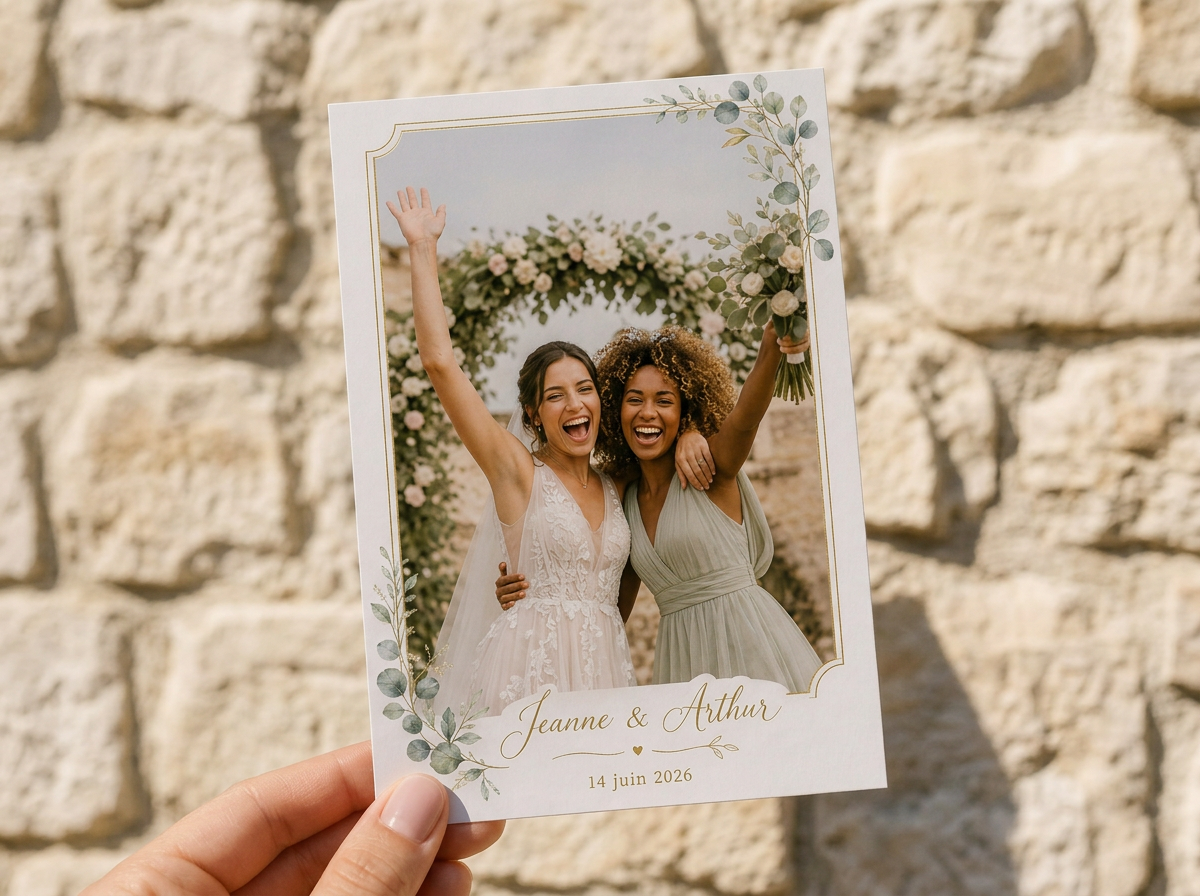 Template photobooth personnalisé — Mariage romantique